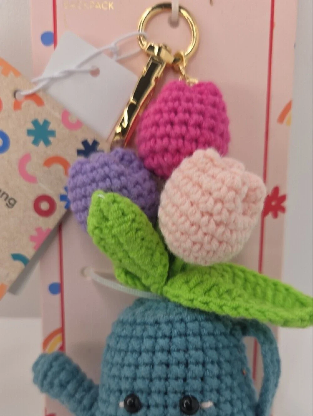 💙▪️Piper K ▪️Uk Exclusive Crochet Flowers Blue Watering Can Bag Charm Key Chain